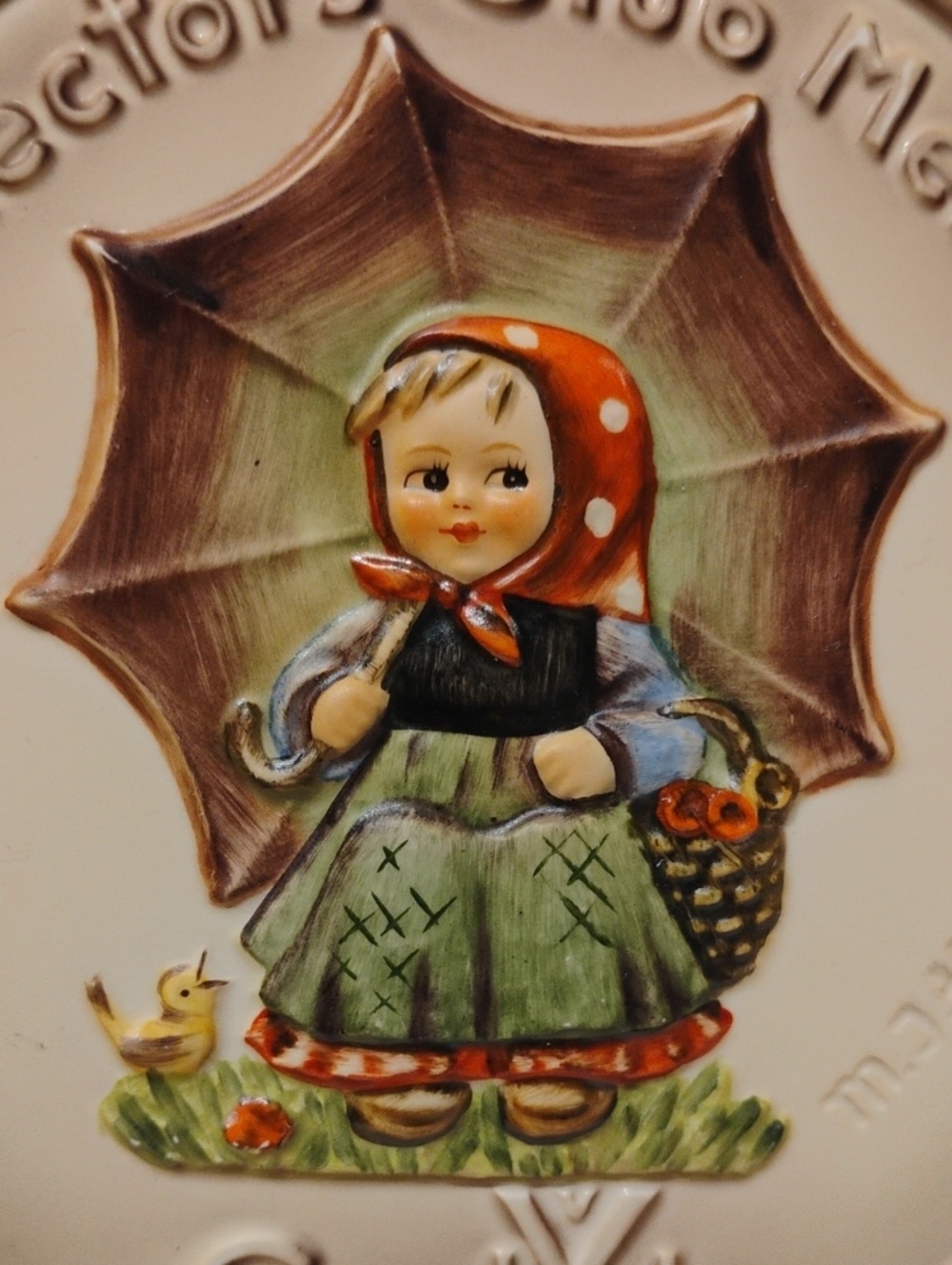 Goebel Multicolor Girl with Umbrella Plaque